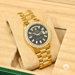 Rolex President Day-Date 36mm - Full Black Baguette  - Baguette / Yellow Gold