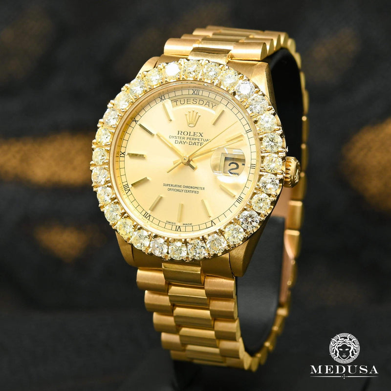 Rolex watch | Rolex President Day-Date Men&#39;s Watch 36mm - Iced Champagne Yellow Gold