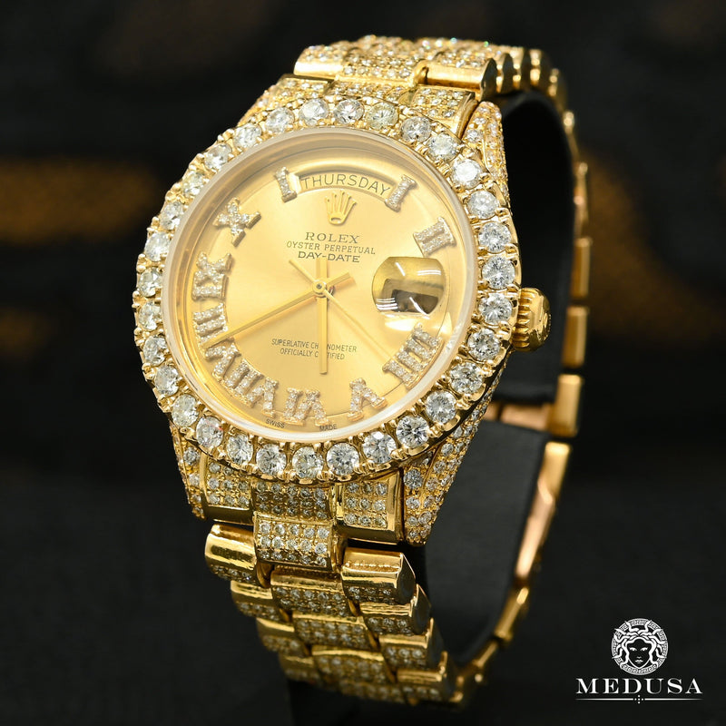 Montre Rolex | Montre Homme Rolex President Day - Date 36mm - Iced Out Or Jaune