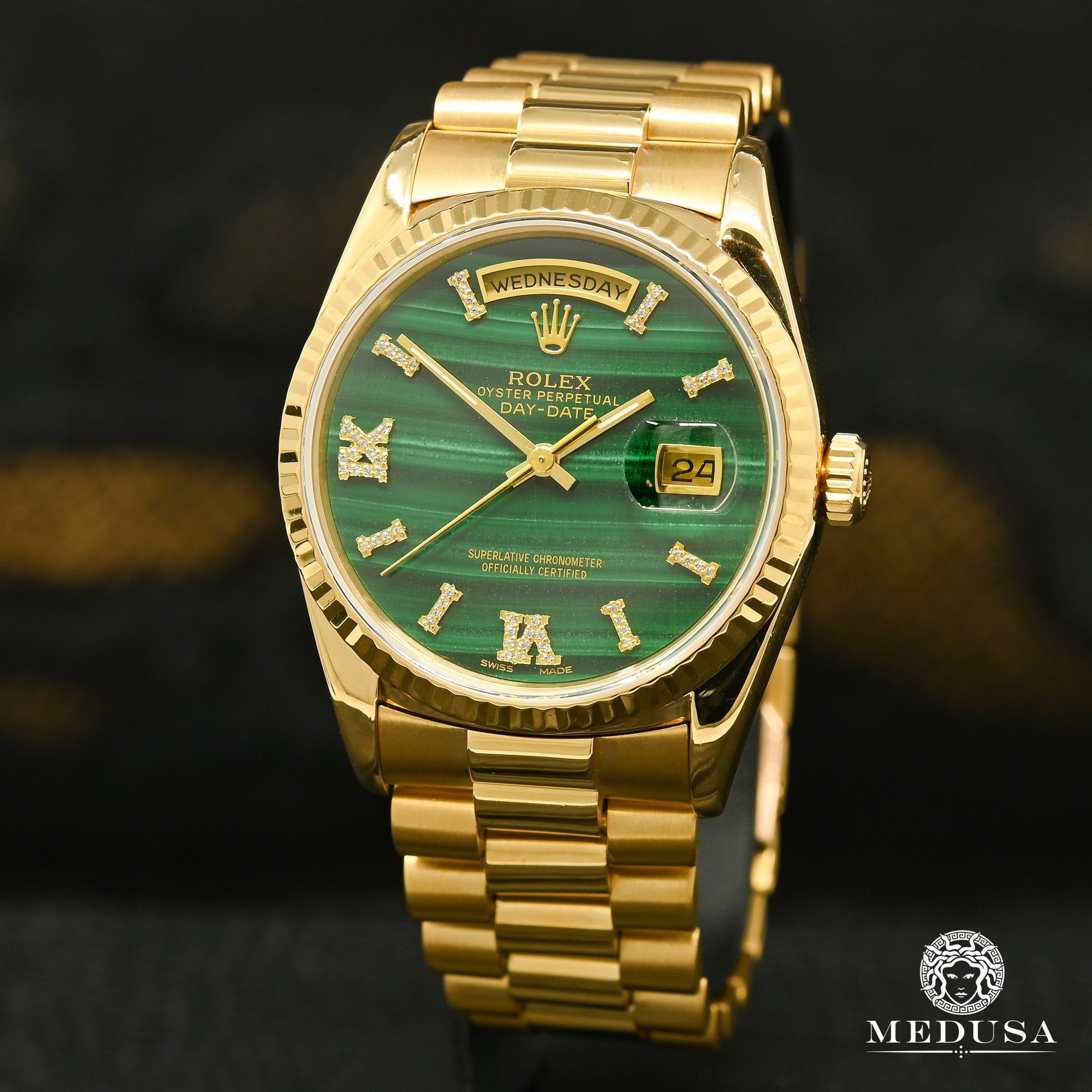 Montre Rolex | Homme President Day-Date 36mm - Malachite Or Jaune