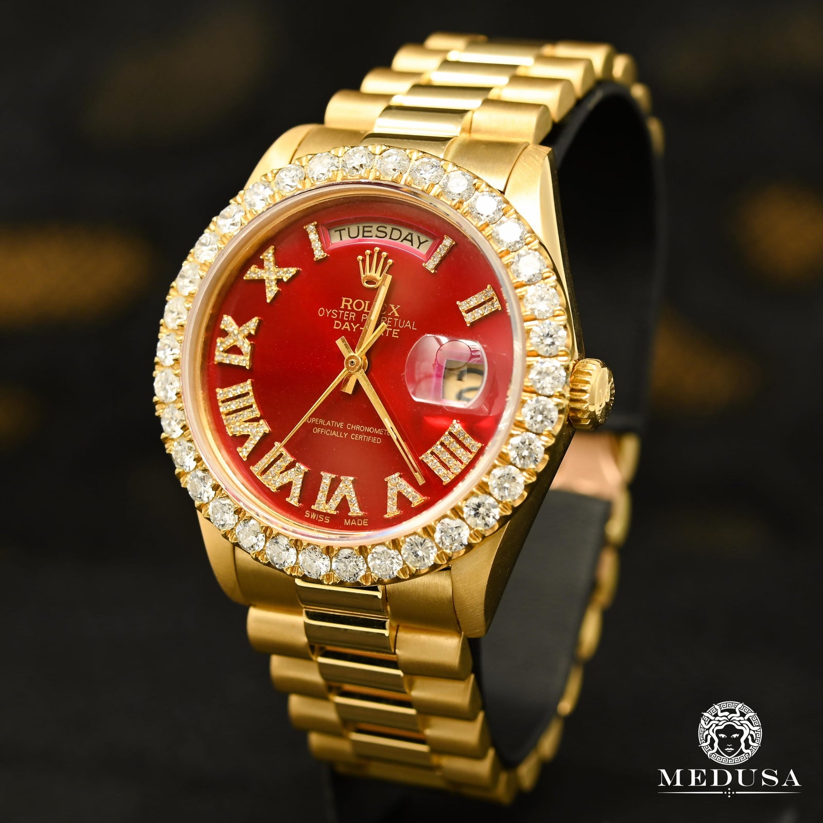 Montre Rolex | Montre Homme Rolex President Day-Date 36mm - Romain Rouge Romain / Or Jaune