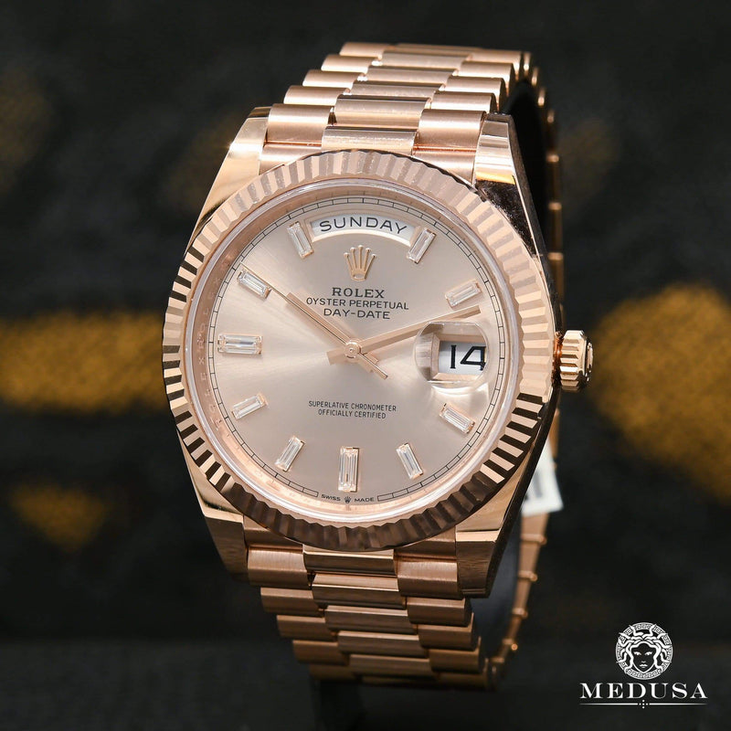 Montre Rolex | Montre Homme Rolex President Day - Date 40mm - Baguette Rose Gold Or Rose