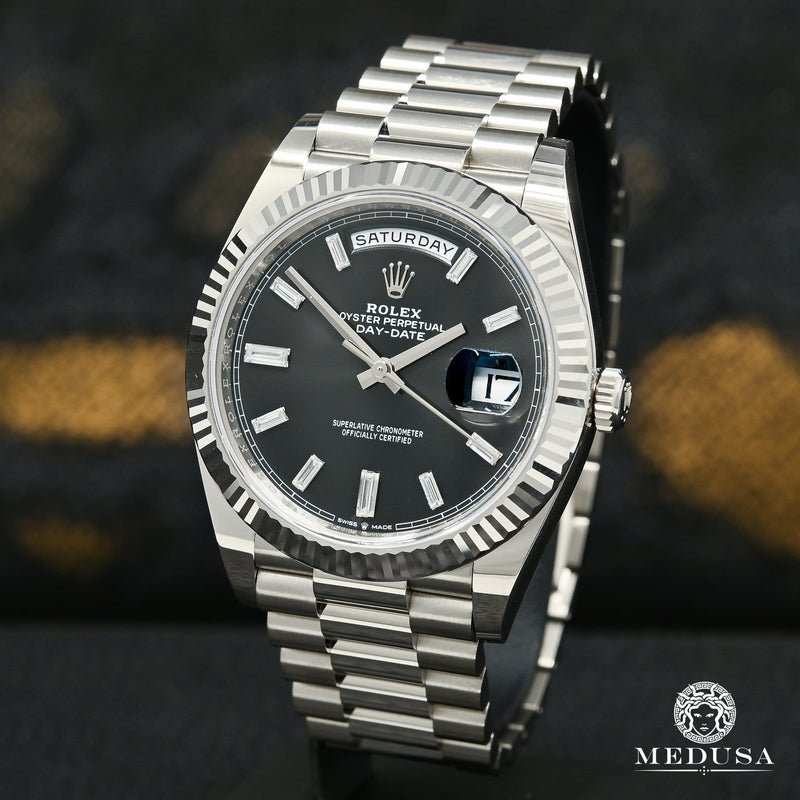 Montre Rolex | Homme President Day - Date 40mm - Black Baguette Or Blanc