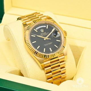 Rolex President Day-Date 40mm - Black Diagonal  - Yellow Gold