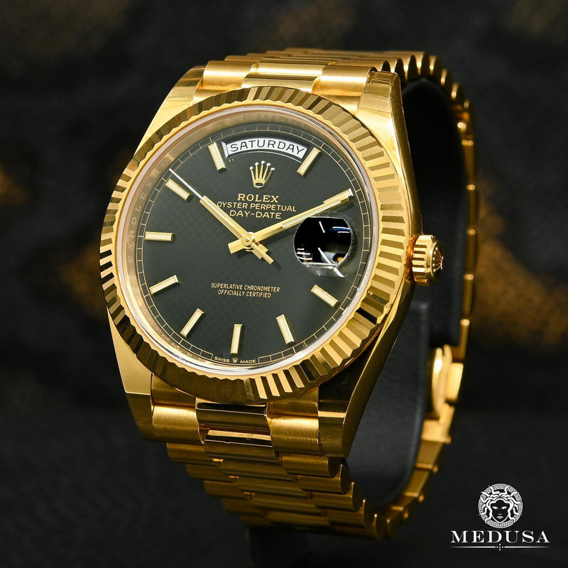 Rolex watch | Rolex President Day-Date Men&#39;s Watch 40mm - Black Diagonal Yellow Gold