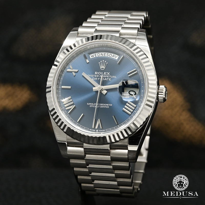 Montre Rolex | Montre Homme Rolex President Day - Date 40mm - Bleu Or Blanc Or Blanc