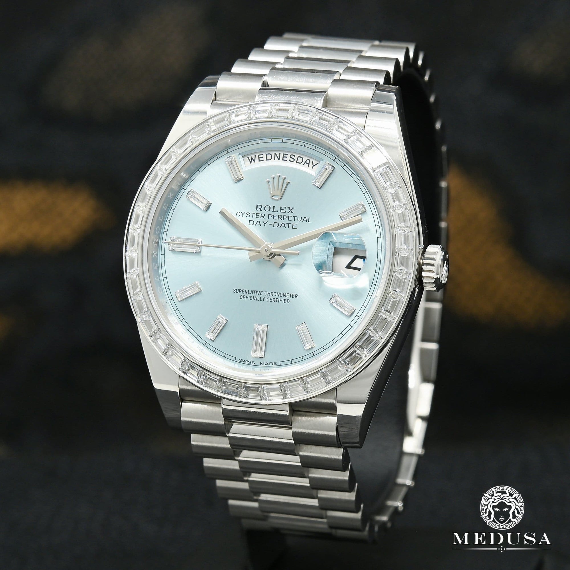 Rolex watch | Rolex President Day-Date Men's Watch 40mm - Platinum Blue Baguette Platinum Index