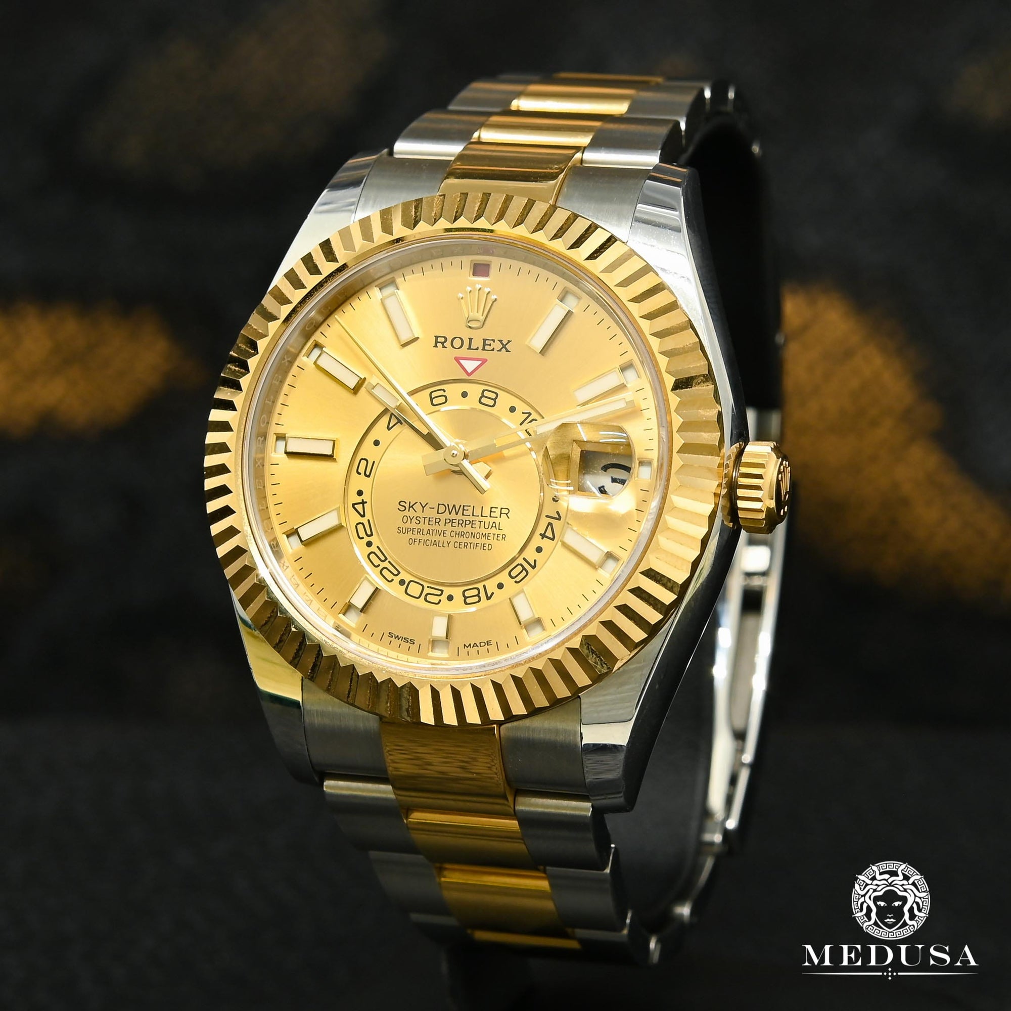 Montre Rolex | Montre Homme Rolex Sky-Dweller 42mm - Champagne Or 2 Tons