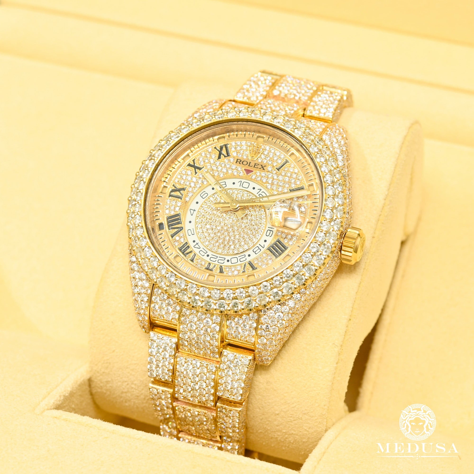 Rolex Watch Rolex Sky-Dweller 42mm Full Honeycomb Iced Men's