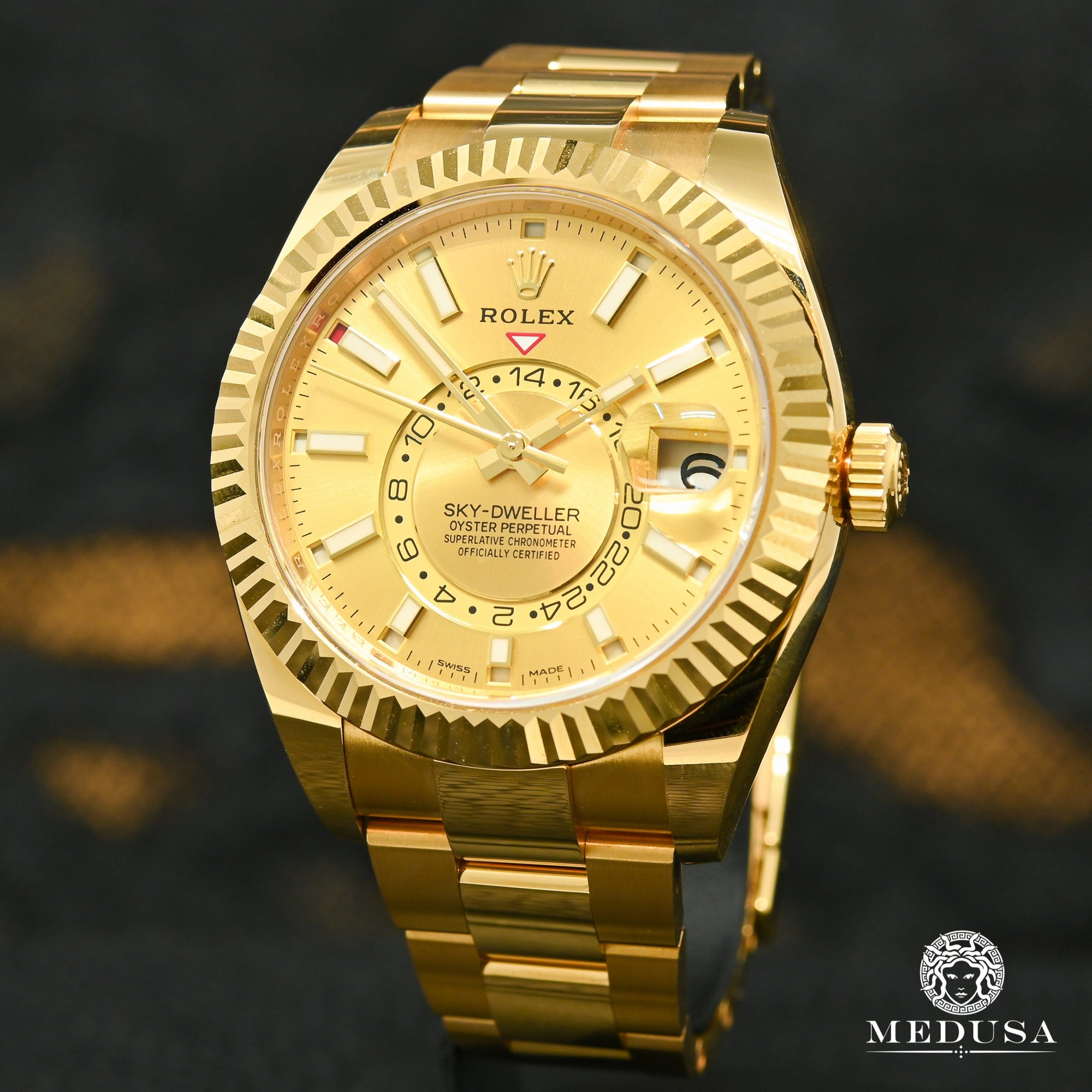 Montre Rolex | Montre Homme Rolex Sky-Dweller 42mm - Gold Champagne Or Jaune