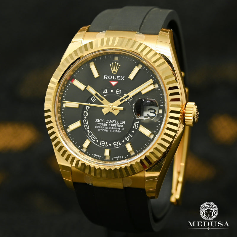 Rolex watch | Rolex Sky-Dweller Men&#39;s Watch 42mm - OysterFlex Black Yellow Gold