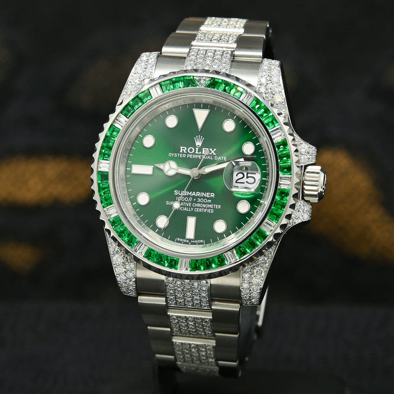 Rolex watch | Rolex Submariner Men&#39;s Watch 40mm - Hulk Iced &amp; Emerald Stainless