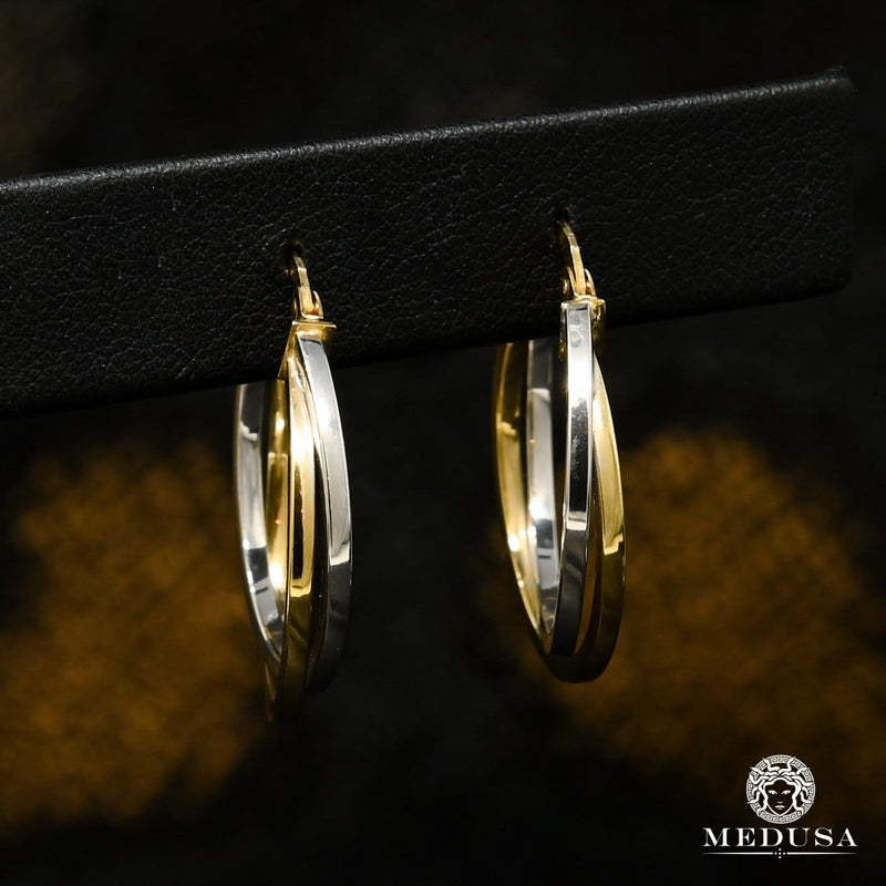 10K Gold Rings | Round F34 Gold 2 Tone Earrings