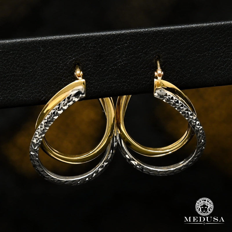 10K Gold Rings | Round F35 Gold 2 Tone Earrings