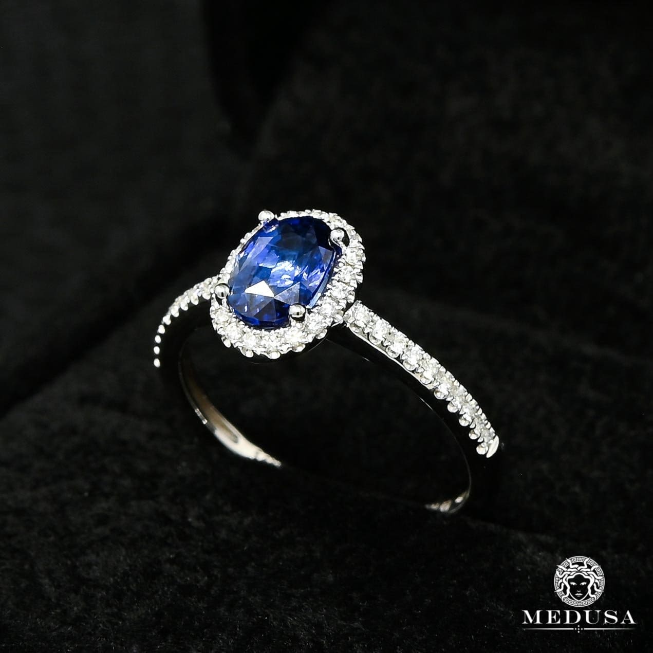 14K Gold Diamond Ring | Women's Ring Sapphire D1 - White Gold Diamond