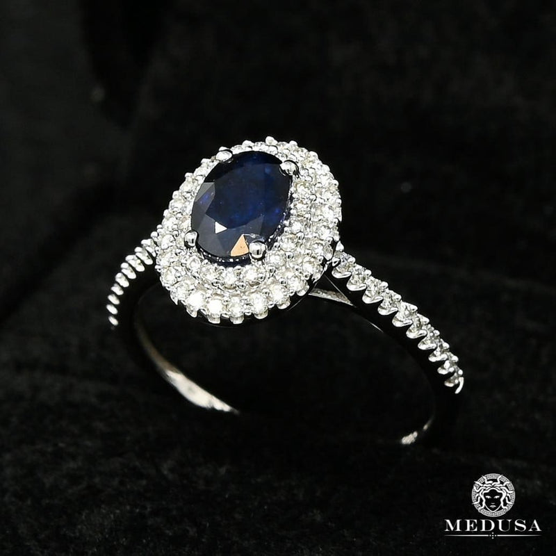 14K Gold Diamond Ring | Women&#39;s Ring Sapphire D2 - Diamond White Gold