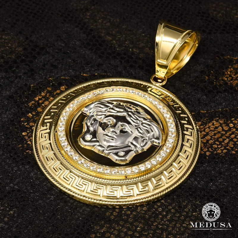 10K Gold Pendant | Medallion Shield X15 Gold 2 Tones