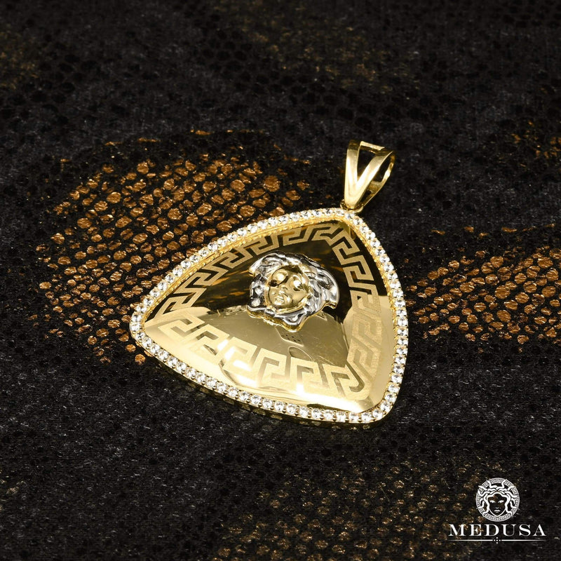 10K Gold Pendant | Medallion Shield X16 Gold 2 Tones