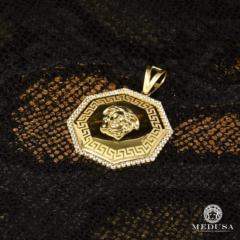 10K Gold Pendant | Medallion Shield X21 Yellow Gold