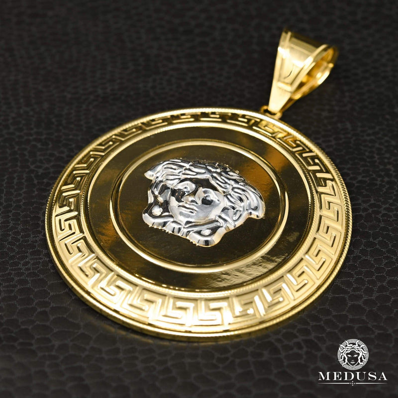 10K Gold Pendant | Medallion Shield X25 Gold 2 Tones / 69mm