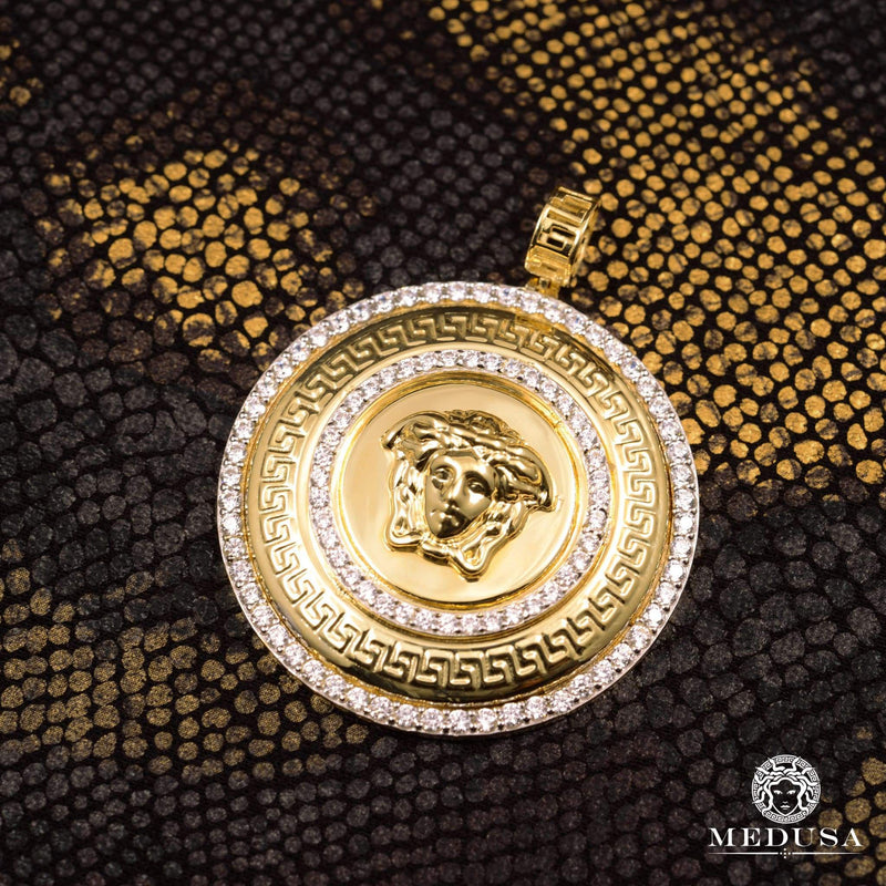 10K Gold Pendant | Medallion Shield X3 Yellow Gold