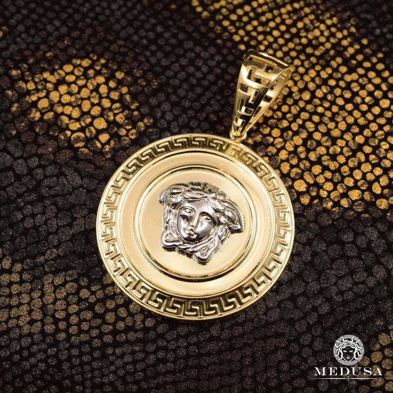 10K Gold Pendant | Medallion Shield X4 Gold 2 Tones