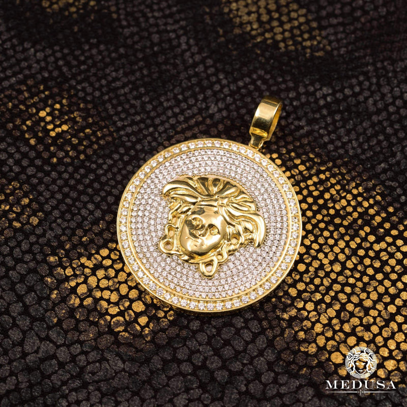 10K Gold Pendant | Medallion Shield X5 Yellow Gold