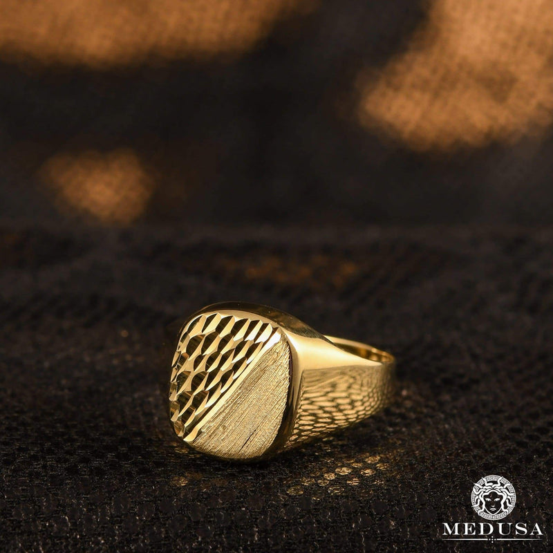 10K Gold Ring | Men&#39;s Ring Signet H1 Yellow Gold