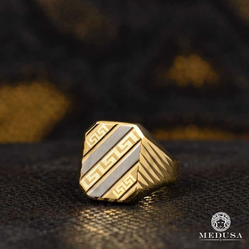 10K Gold Ring | Men&#39;s Ring Signet H12 Gold 2 Tones