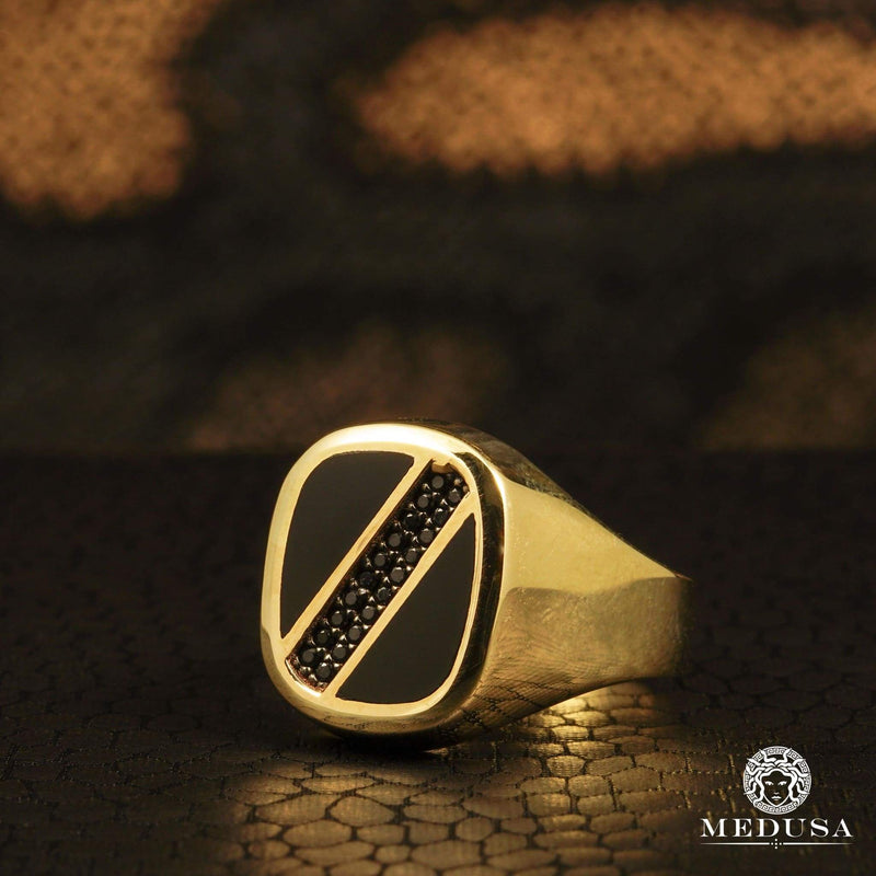 10K Gold Ring | Signet Men&#39;s Ring H16 Yellow Gold
