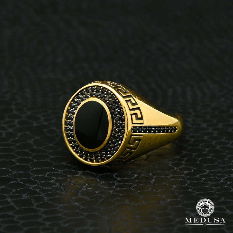 10K Gold Ring | Signet Men&#39;s Ring H22 Yellow Gold