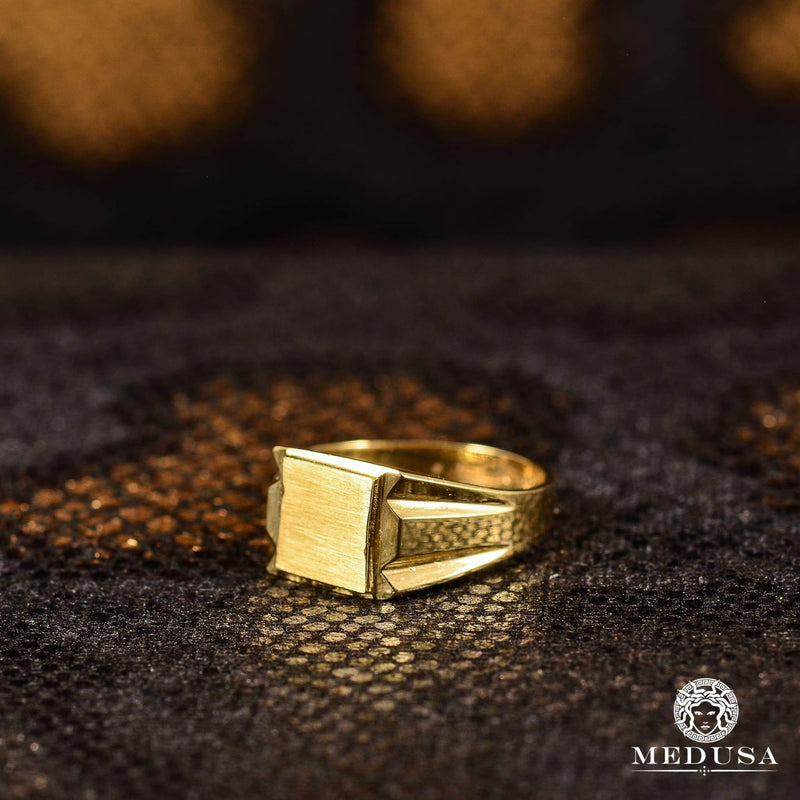 10K Gold Ring | Men&#39;s Ring Signet H3 Yellow Gold