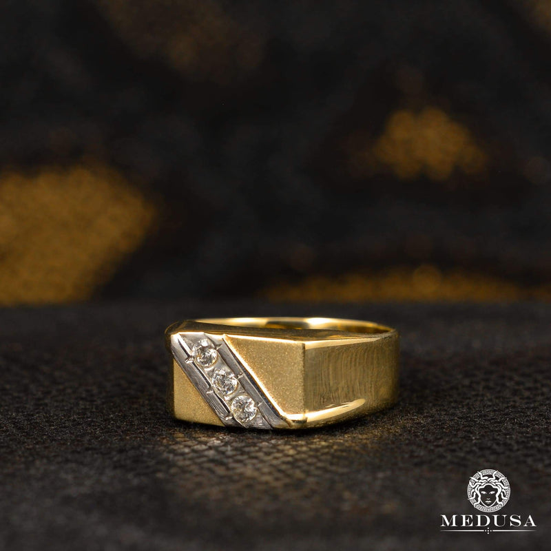 10K Gold Ring | Men&#39;s Ring Signet H9 Gold 2 Tones