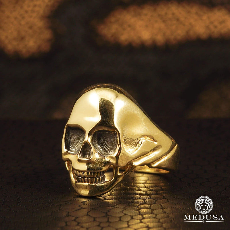 10K Gold Ring | Men&#39;s Ring Skull H1 Yellow Gold