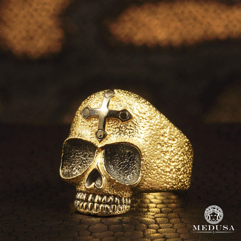 10K Gold Ring | Men&#39;s Ring Skull H2 Yellow Gold