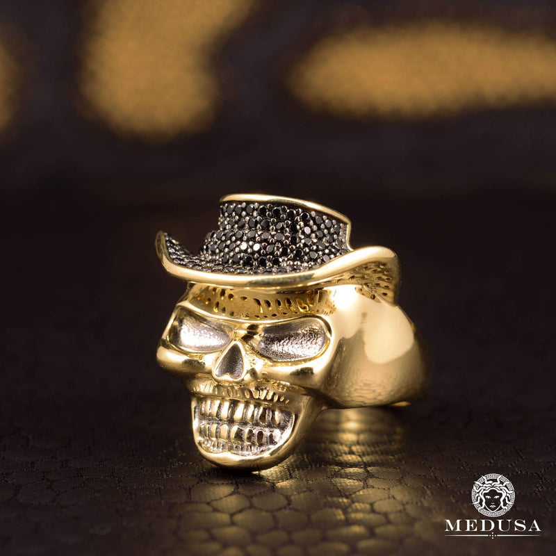 10K Gold Ring | Men&#39;s Ring Skull H4 Yellow Gold