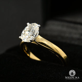 Solitaire D1 - 1.00CT Oval Cut  - Gold 2 Tones