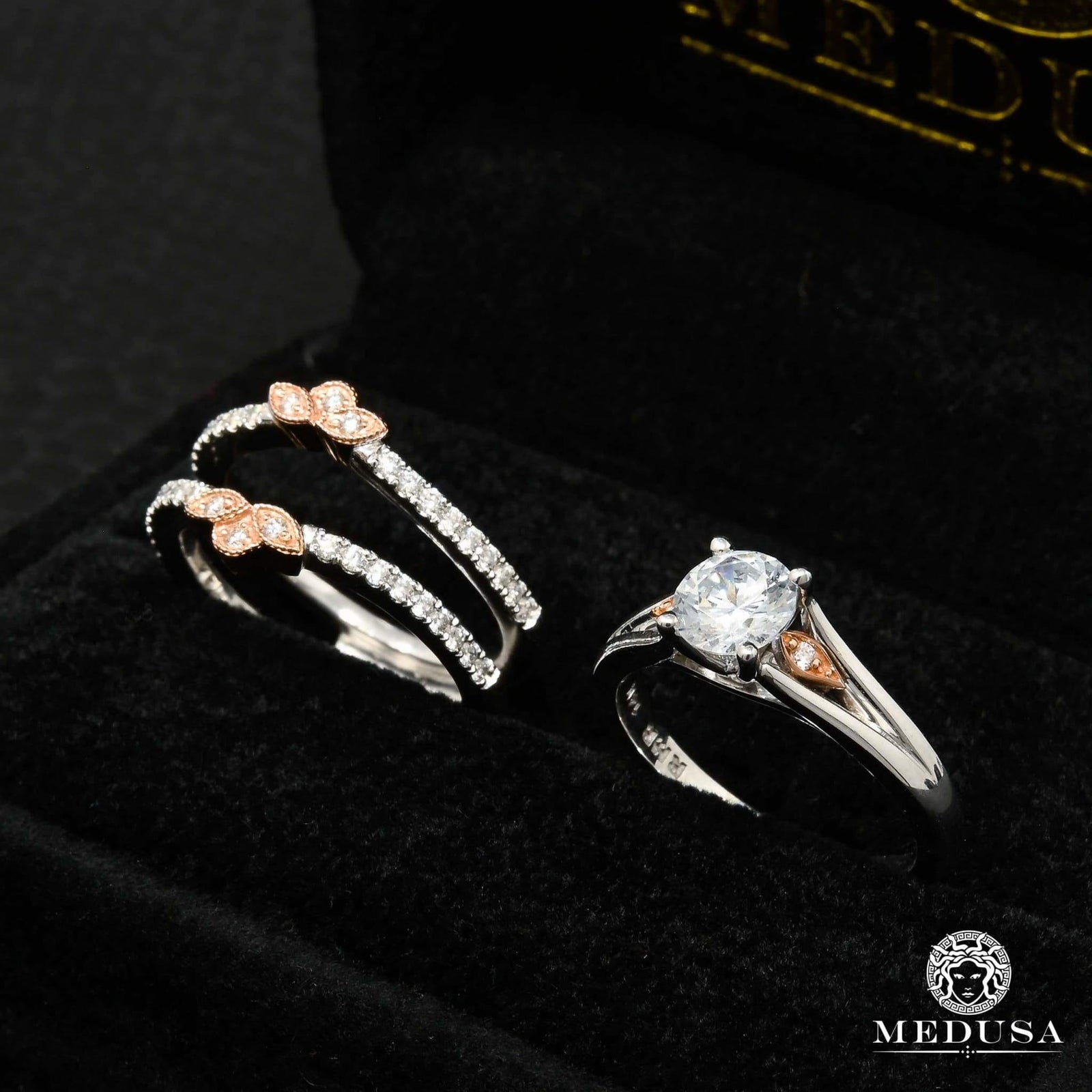 14K Gold Diamond Ring | Solitaire Engagement Ring Set F1