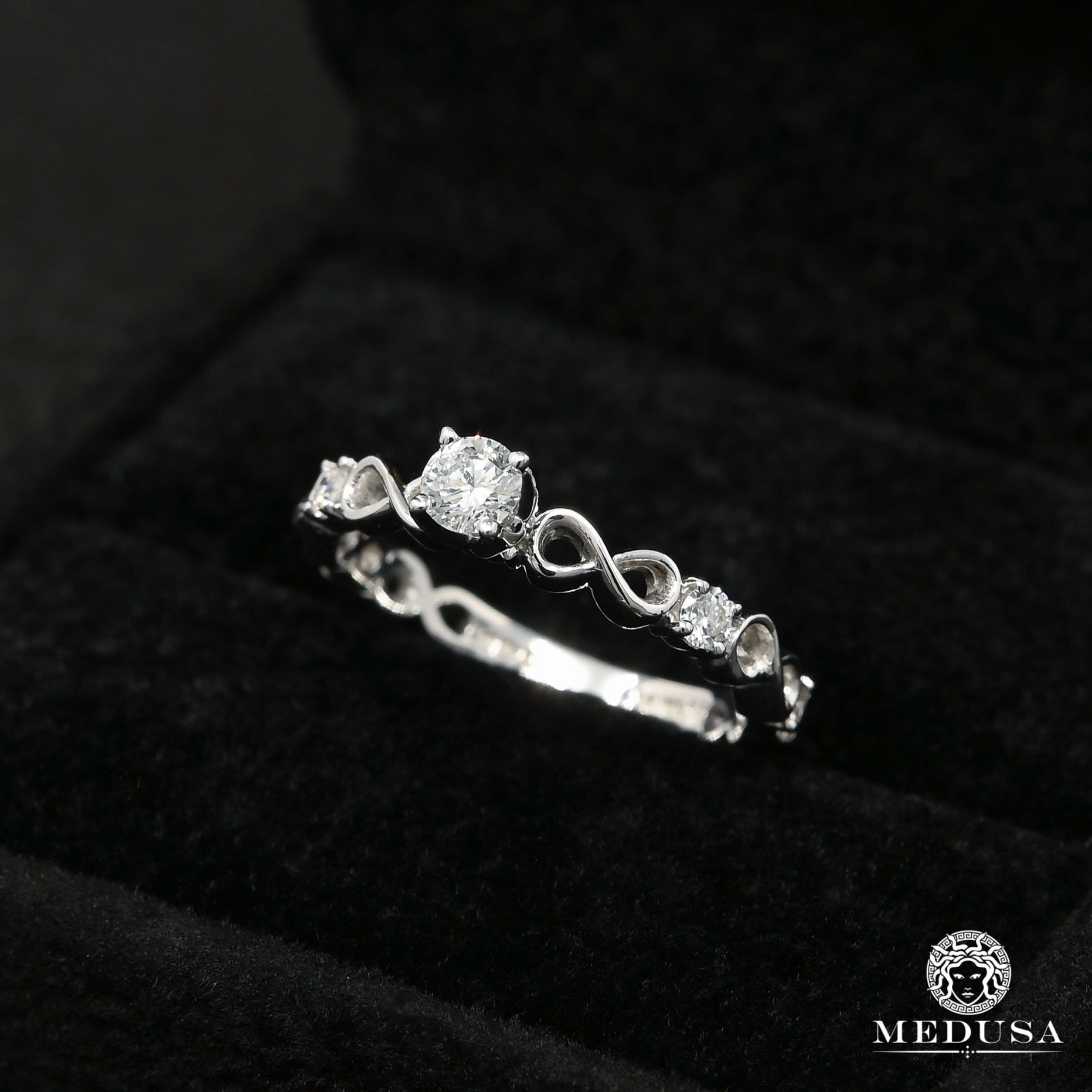 Bague à Diamants en Or 14K | Bague Fiançaille Solitaire Set F3 Solitaire / Or Blanc