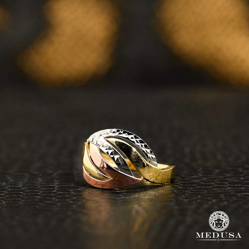 10K Gold Ring | Ring Woman Spiral F8 Gold 3 Tones