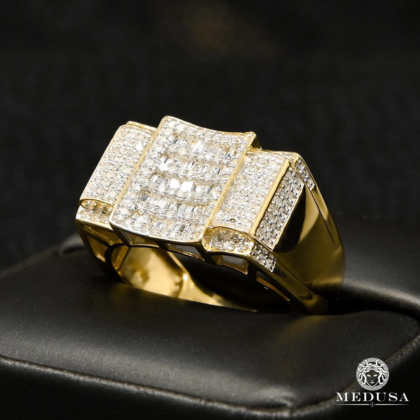 10K Gold Diamond Ring | Square D19 Men's Ring - 1.00CT Diamond / Yellow Gold