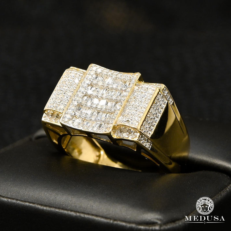 10K Gold Diamond Ring | Square D19 Men&#39;s Ring - 1.00CT Diamond / Yellow Gold