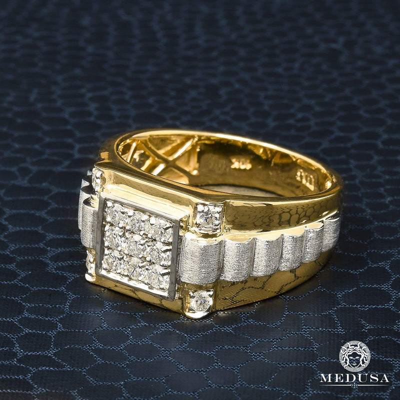 10K Gold Diamond Ring | Square D2 Men&#39;s Ring - 0.50CT Diamond / 2 Tone Gold