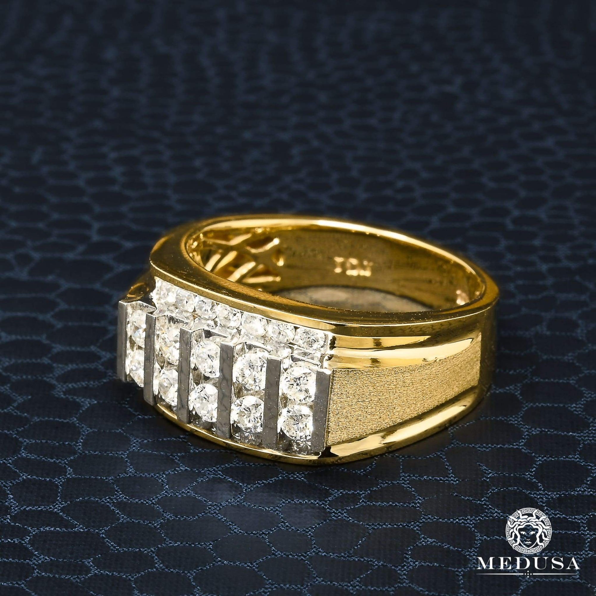 10K Gold Diamond Ring | Square D6 Men's Ring - 1.00CT Diamond / 2 Tone Gold