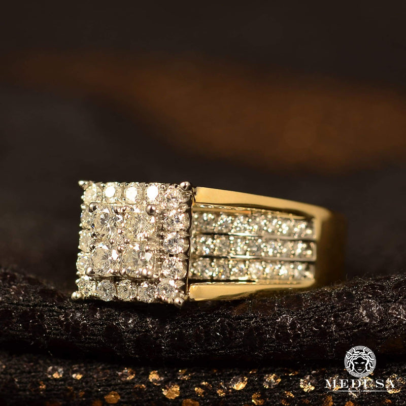10K Gold Diamond Ring | Square F2 Women&#39;s Ring - 1.00CT Diamond / 2 Tone Gold