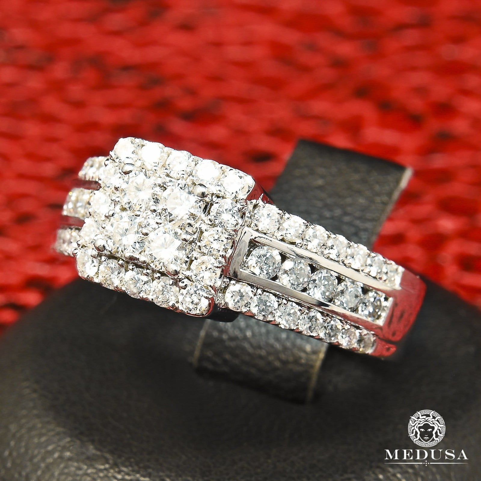 10K Gold Diamond Ring | Square F5 Women's Ring - 1.10CT Diamond / White Gold