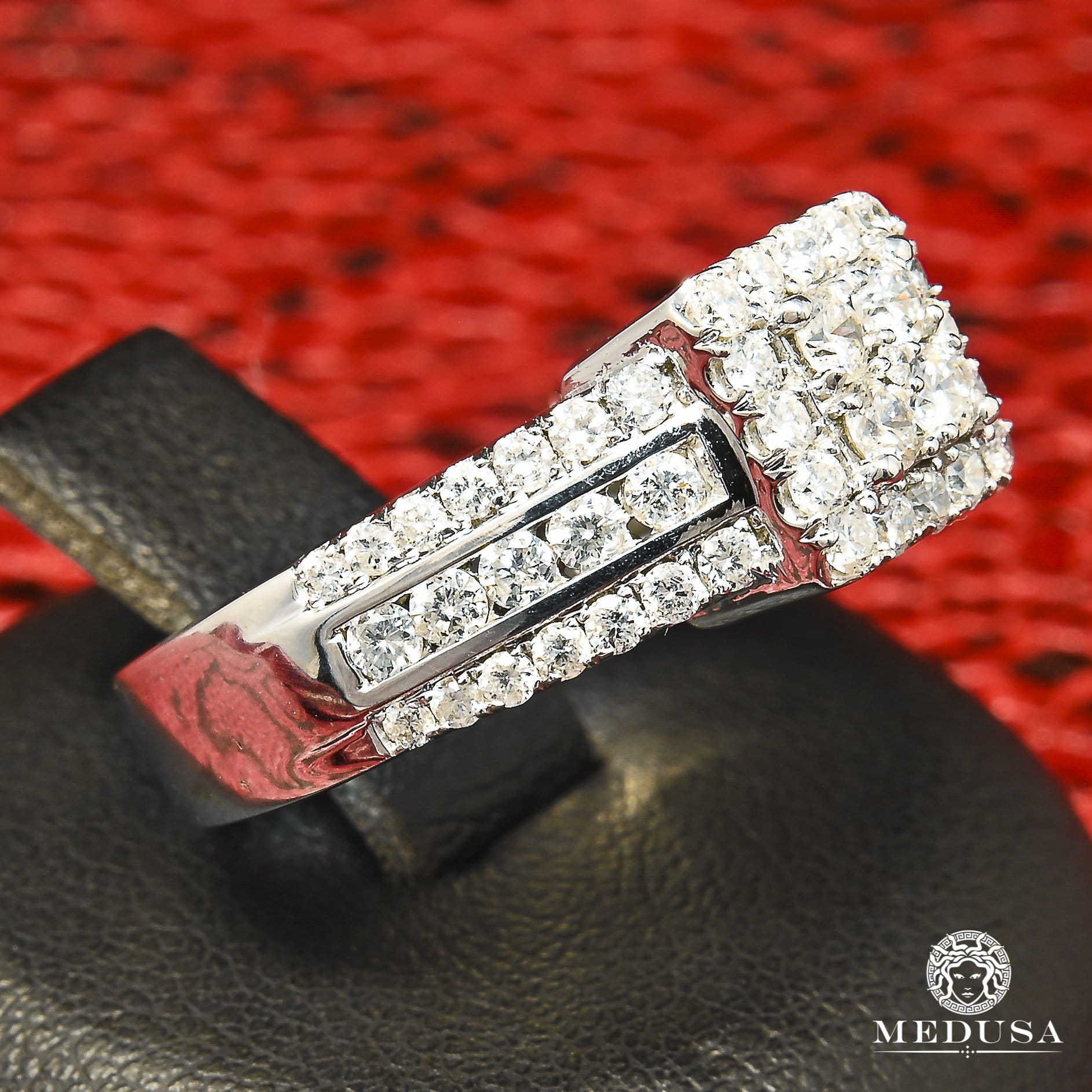 10K Gold Diamond Ring | Square F5 Women&#39;s Ring - Diamond