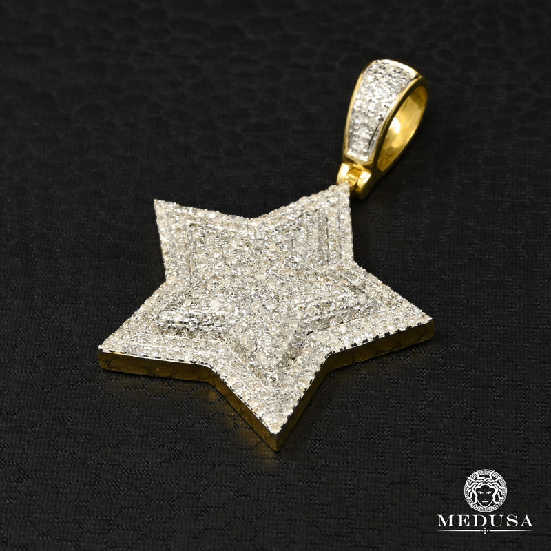 10K Gold Diamond Pendant | Divers Star D2 Pendant - 2 Tone Gold Diamond