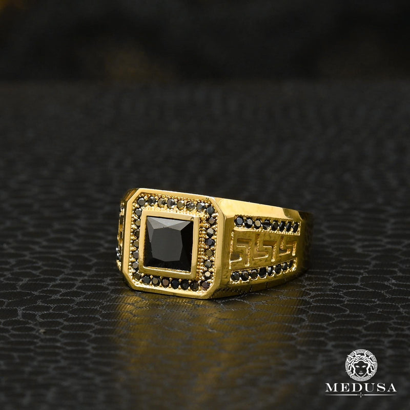 10K Gold Ring | Men&#39;s Ring Stone H13 Onyx / Yellow Gold