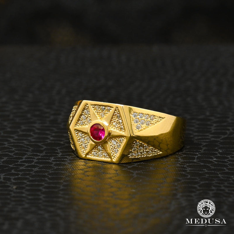 Bague en Or 10K Stone H14 Bague Homme Bijoux Medusa